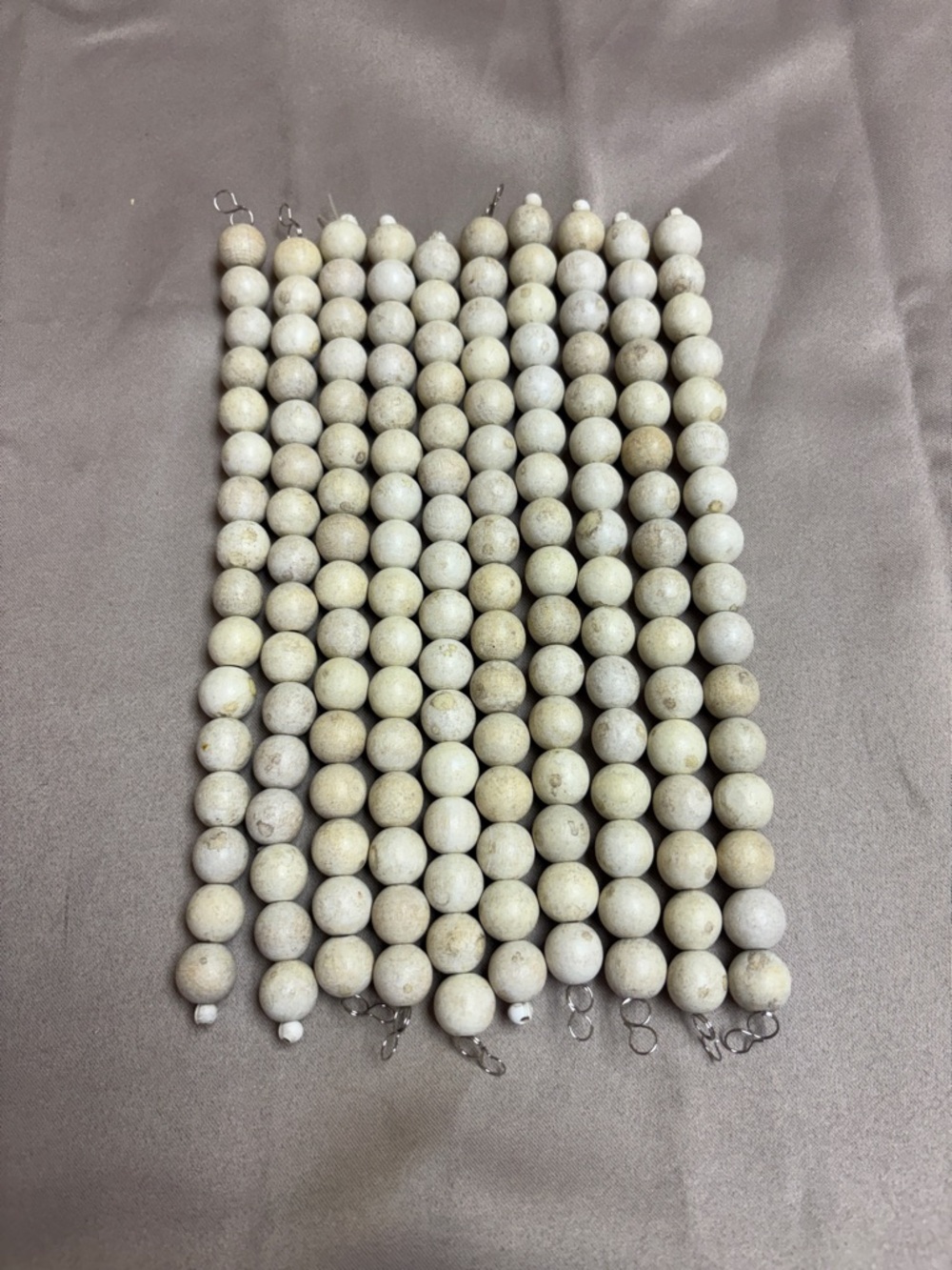 Natural Pale Wooden Bead Strands - Bundle of 10